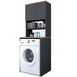 Hanah Home KD101 - 2674 Armario para lavadora elegante y funcional, Nogal y Antracita